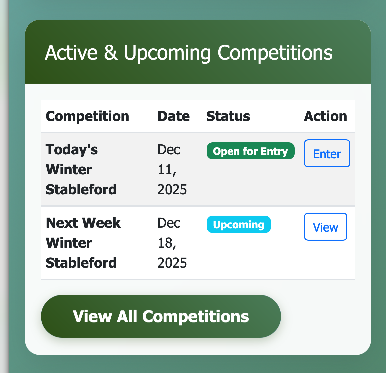 PLACEHOLDER: Dashboard competitions section showing one competition open for entry