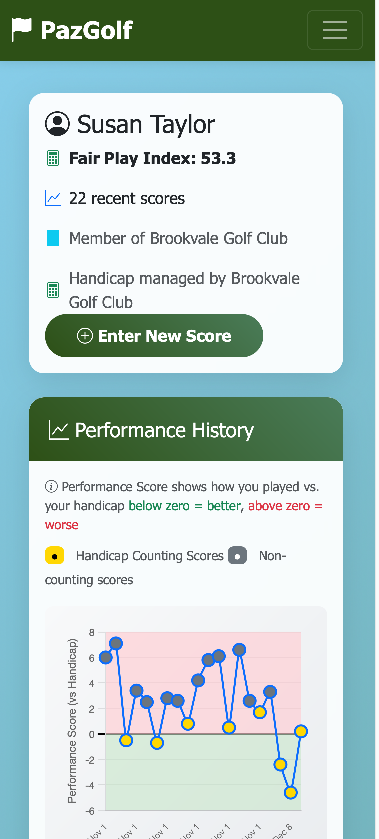 PLACEHOLDER: My Scores page showing performance history